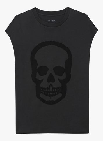 Tee-shirt droit col rond en coton ZADIG&VOLTAIRE Gris